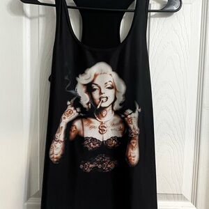 SHEIN Black Graphic Tank Top with Iconic Print